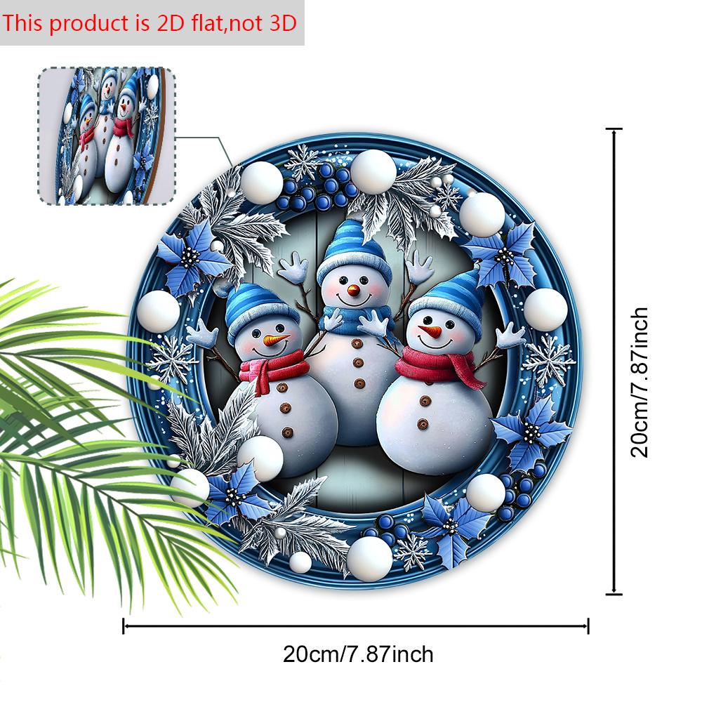 Очаровательная деревянная рождественская табличка «Снеговик», милая круглая табличка «Зимняя сказка» для декора на входную дверь или стену, идеальное рождественское украшение