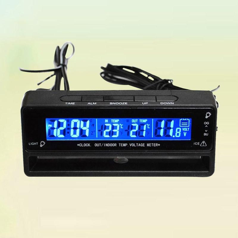 Electronic Voltage Temperature Meter for Automobile Backlight Real Time Monitor Car Clock Thermometer Voltage Alarm
