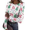 Женская модная облегающая футболка с круглым вырезом, базовый слой, с рождественским принтом, с длинным рукавом