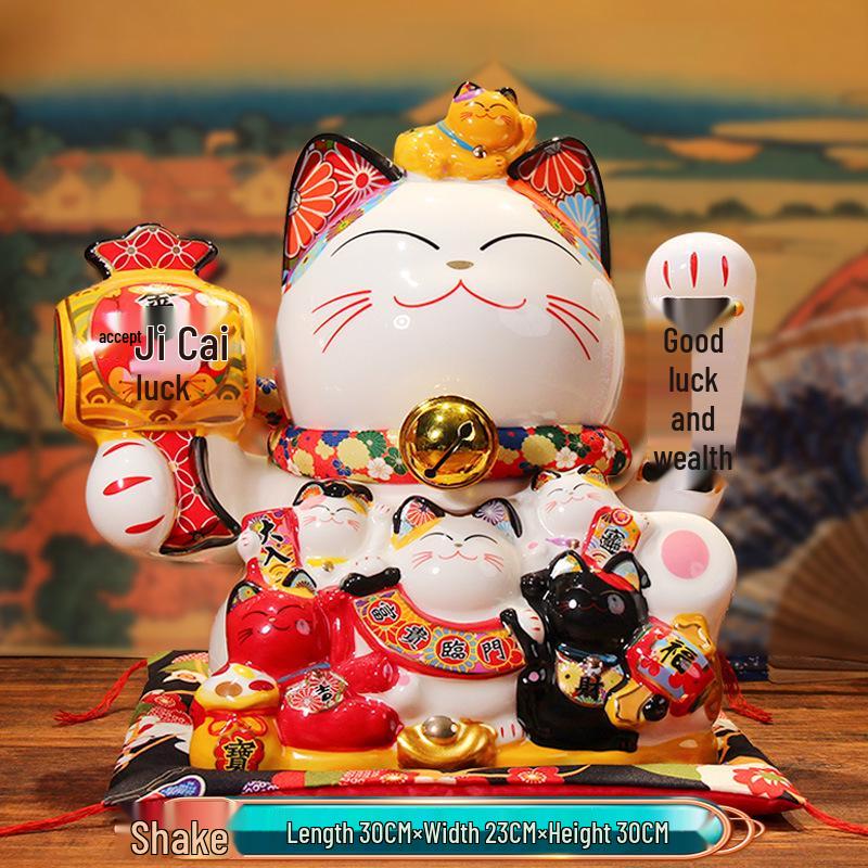 Automatic Waving Fortune Cat Figurine - New Style Housewarming Gift for Front Desk or Shop
