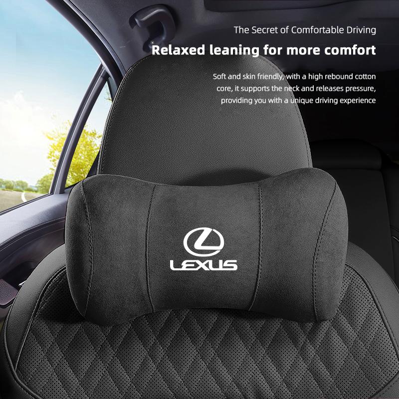 Suede Headrest Car Breathable Memory Foam Neck Pillow For Lexus RX300 IS200 IS250 ES350 Ct200h UX250h NX300h ES300h RX400h NX