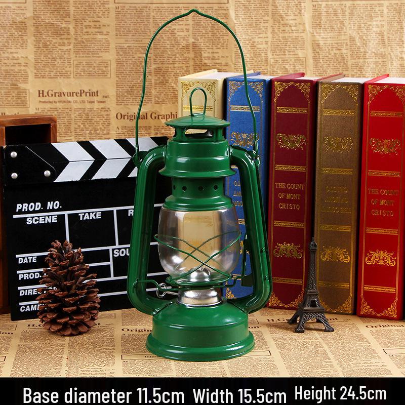 Ностальгический Ретро Кованый Железный Керосиновый Стеклянный Штормовой Фонарь - Декор для Кемпинга на Открытом Воздухе, Реквизит
