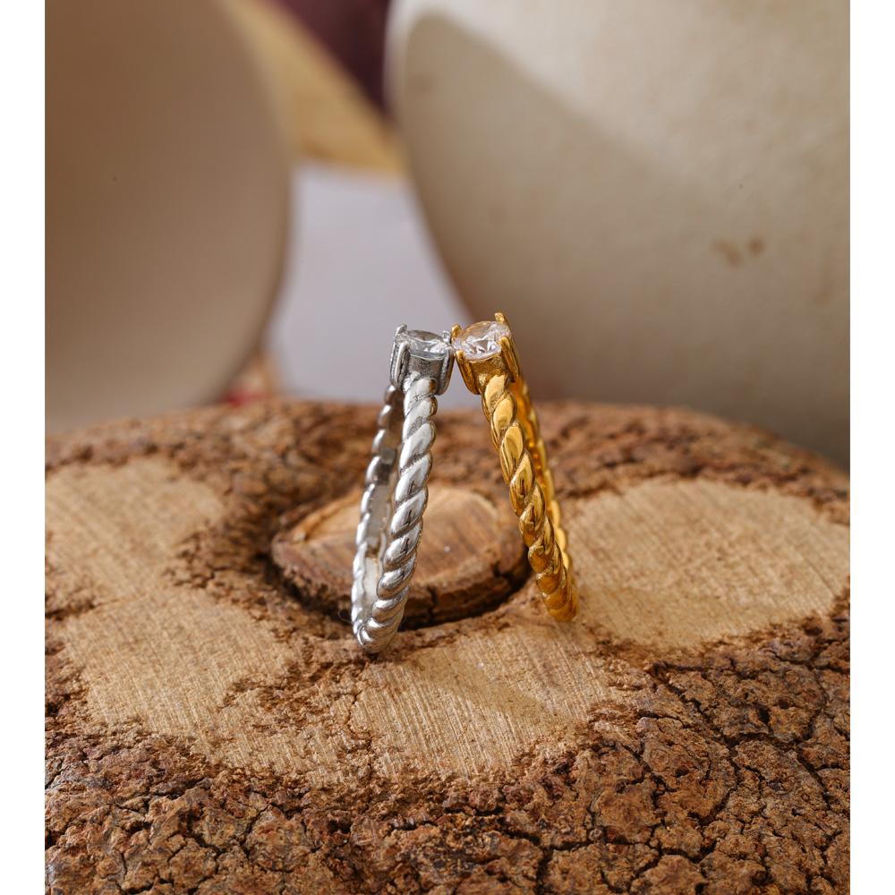 Yhpup Size 6789 Stainless Steel Cubic Zirconia Thin Ring 18K Gold Color PVD Plated Chic Trendy Women Jewelry Accessories