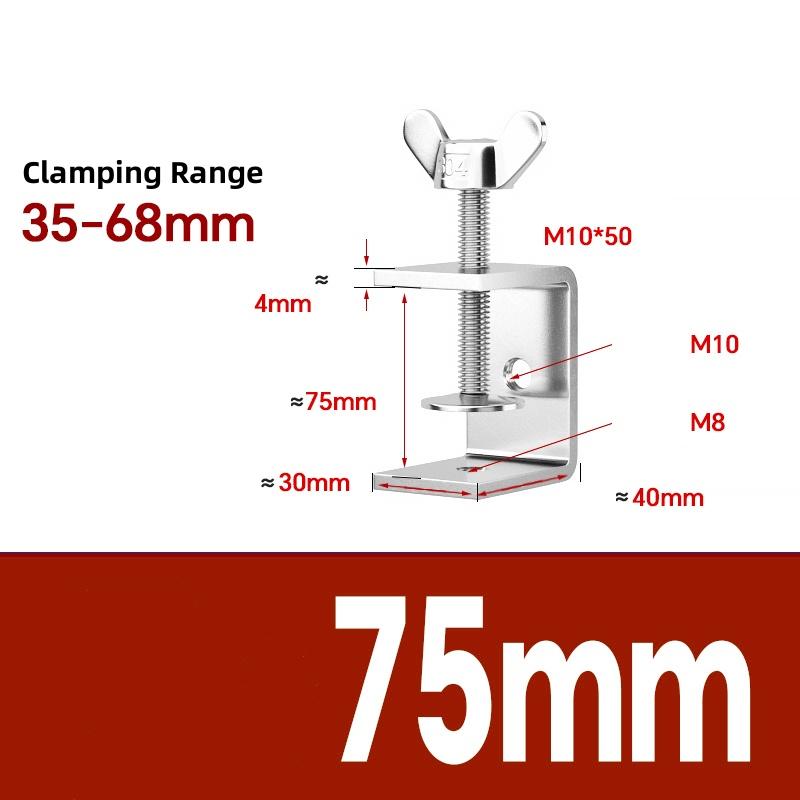 1pcs 304 Stianless Steel Tiger Clamp C-clamp Steel Pipe Square Clamps Adjustable Fixed Holder Clips ID 20~130mm Multiple Shapes