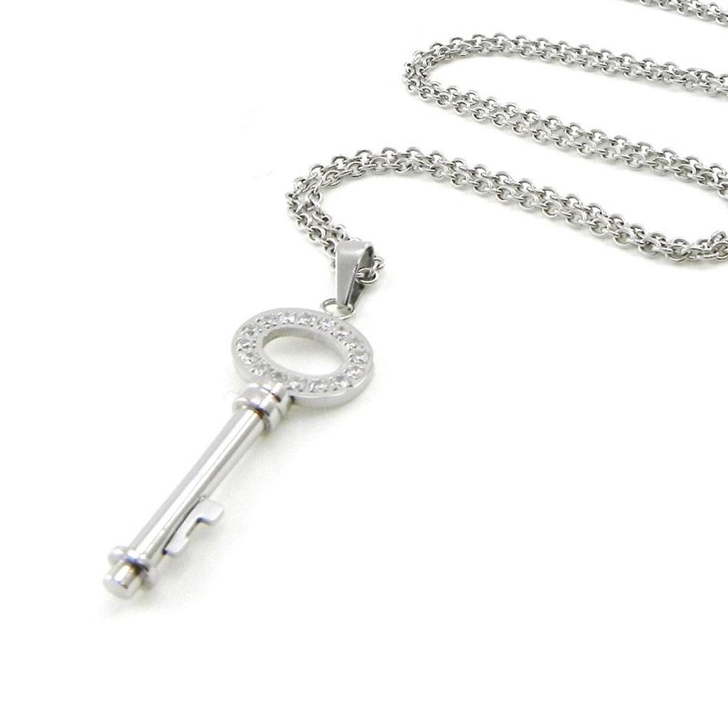 Les Trésors De Lily [I9100] - Серебристо-белое стальное колье «Clé des Maybes» - 40x15 мм