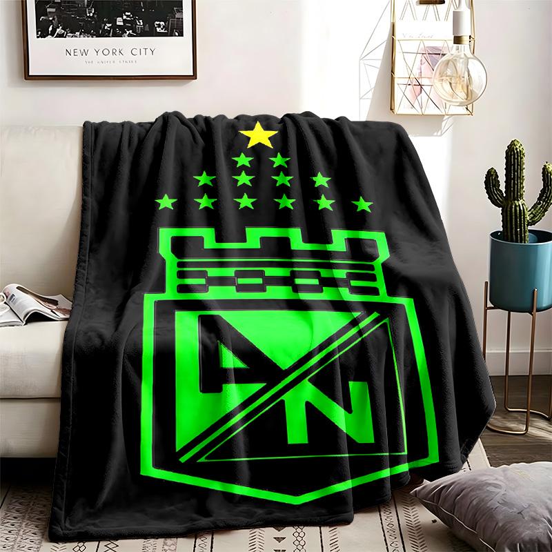 Atletico Nacional Theme Personalized Outdoor Flannel Blankets Soft And Suitable For All Seasons Perfect For Sofas Beds And Camping