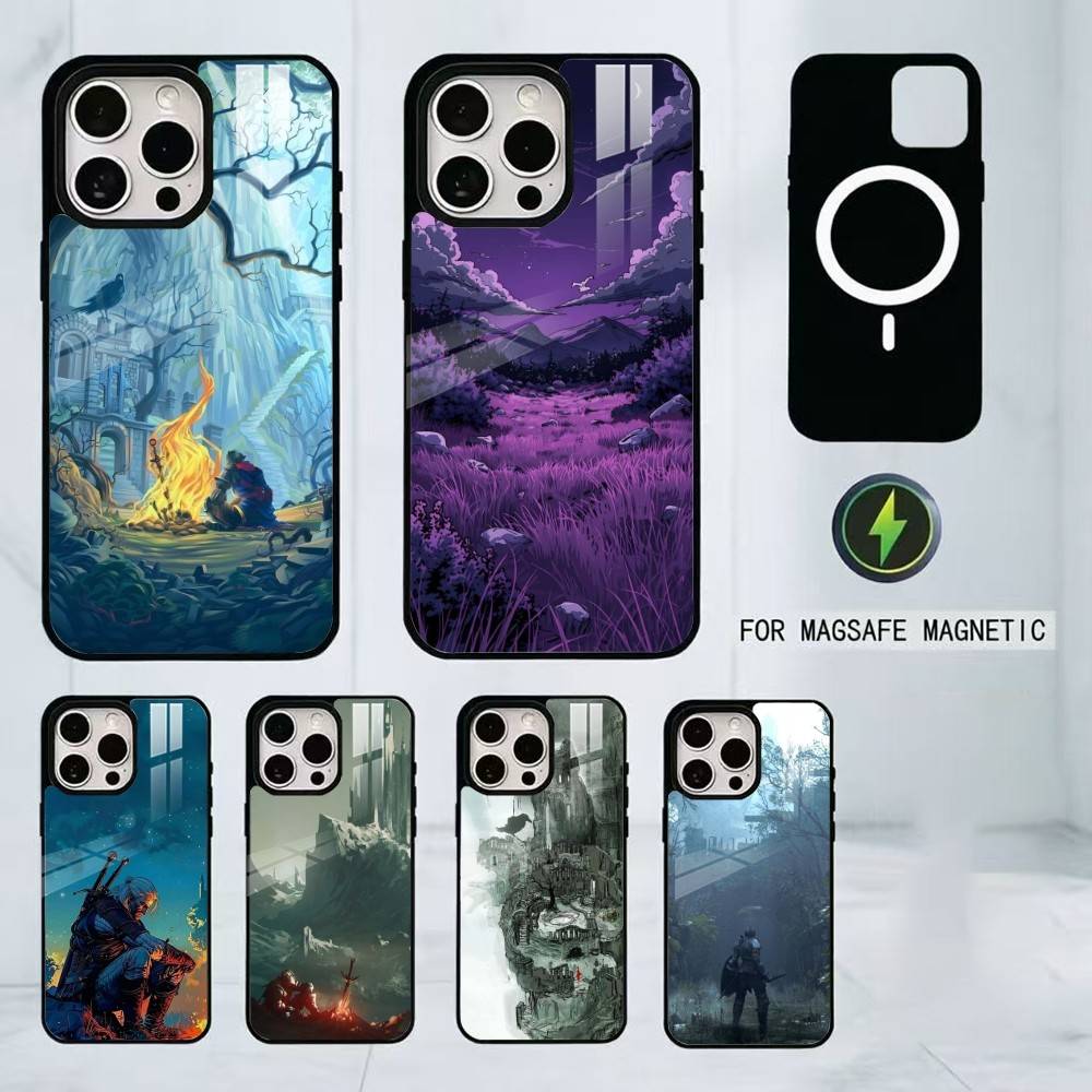 Чехол для телефона с артом по мотивам видеоигр Для iPhone 17, 16, 15, 14, 13, 12, 11 Plus, Pro Магнитный с Magsafe Беспроводная зарядка