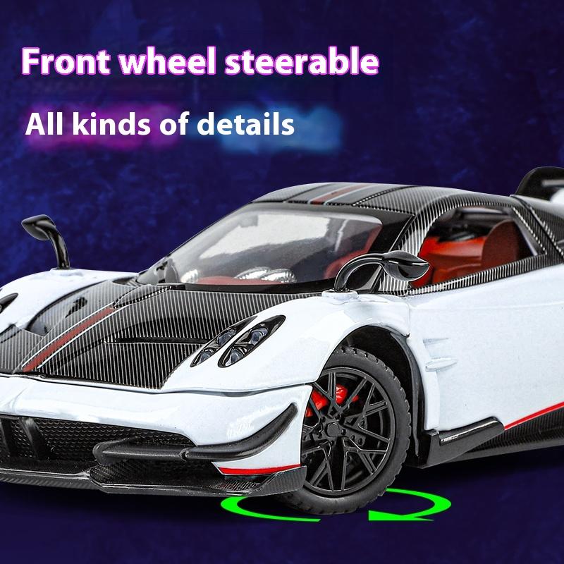 1:Модель автомобиля Pagani Huayra из сплава в масштабе 1:24 с ретро-механизмом оттяжки, идеальный подарок для детей, фанатов гонок, а также для коллекционирования и демонстрации