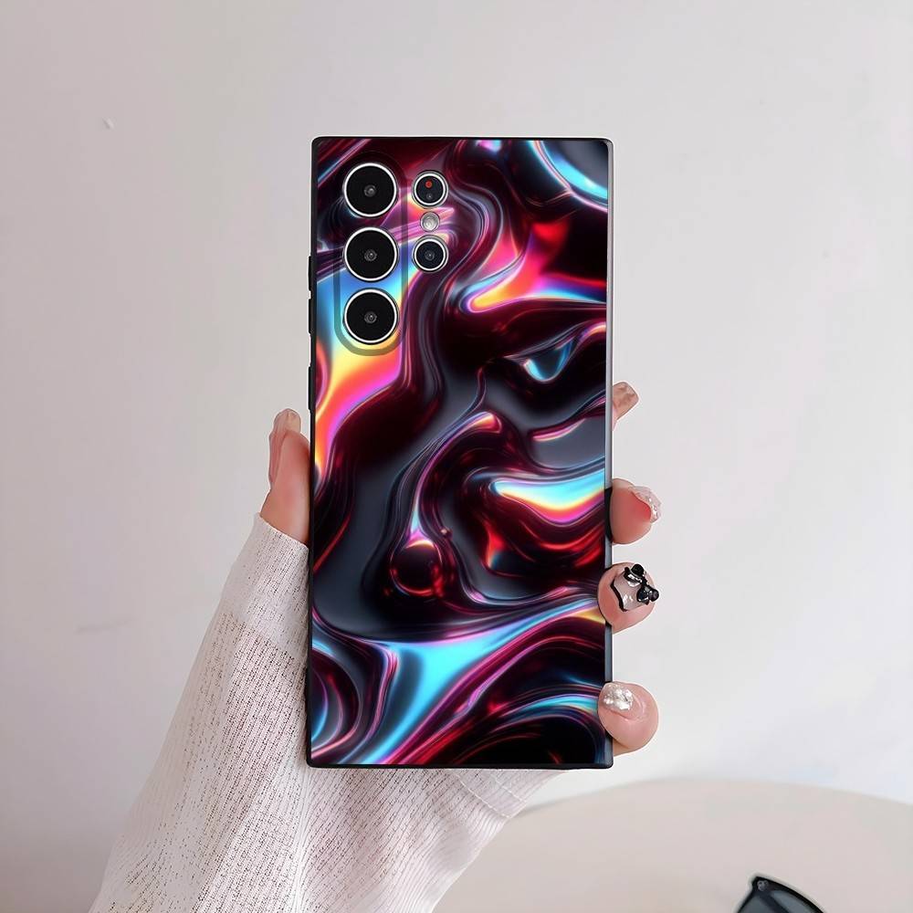 Чехол для телефона с узором «Текучий свет» для Samsung Galaxy S25 S24 S22 S23 Ultra S21 S20 Plus 5G, матовый, нескользящий, полностью мягкий чехол