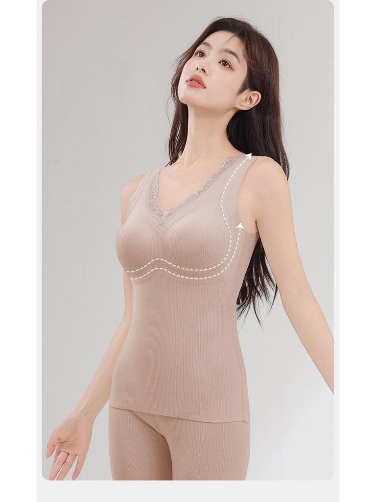 Женский бесшовный жилет с двусторонним начесом: Шелк тутового дерева и мериносовая шерсть, осенне-зимний стиль с базовым слоем из плюшевого бархата