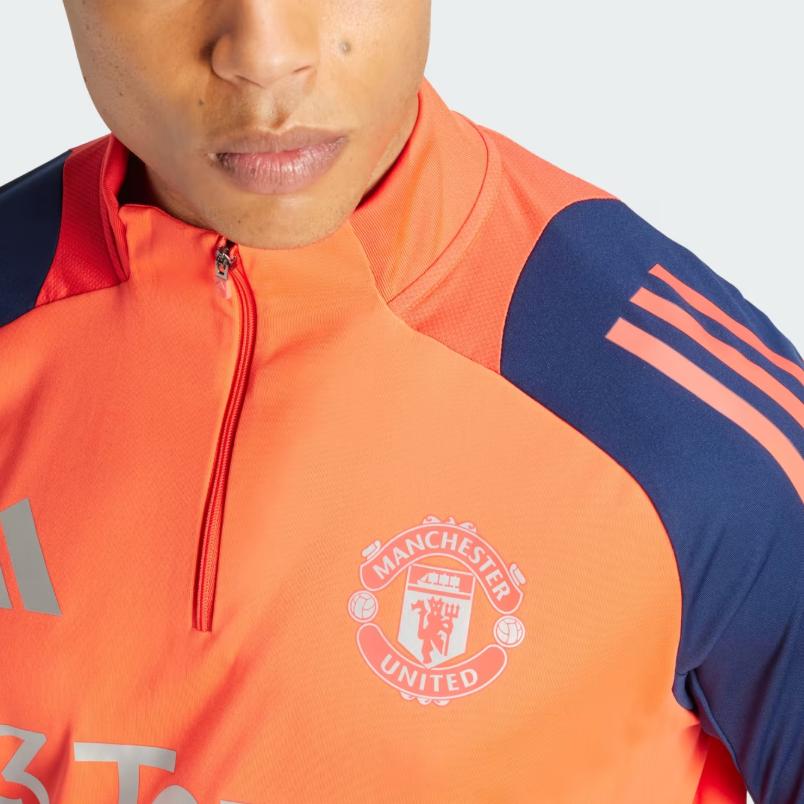 adidas Мужская толстовка Manchester United с длинным рукавом и молнией на половину, приталенная, IT4240