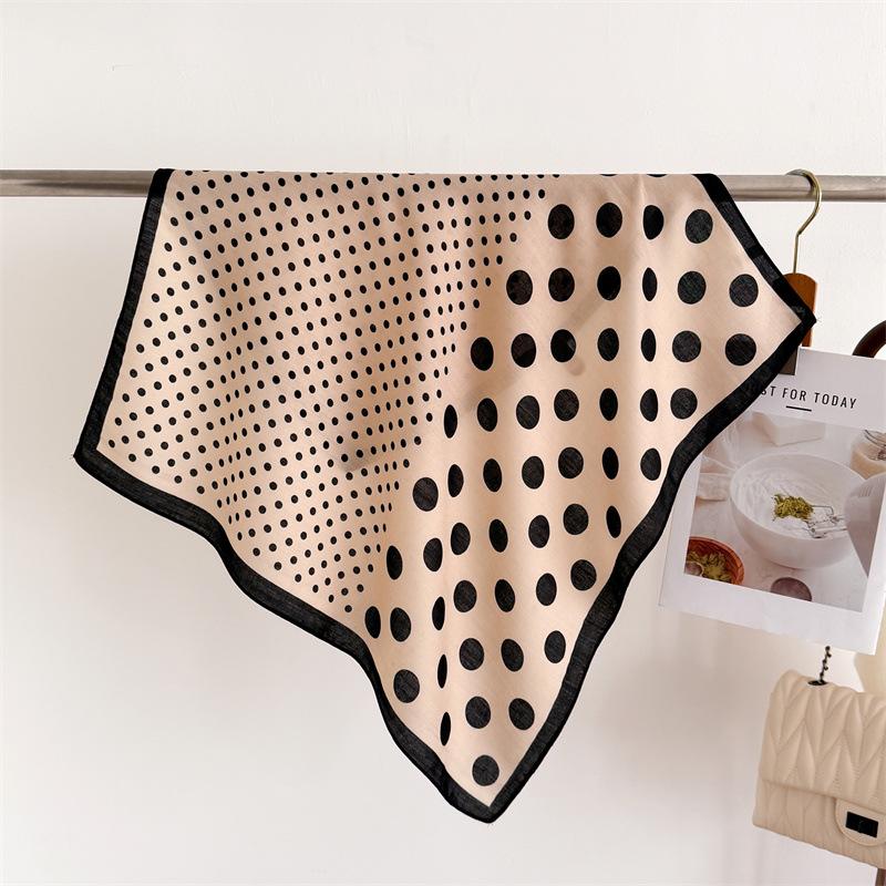 Korean simple polka dot imitation velvet herringbone pattern cotton and linen small square scarf silk scarf headscarf shawl decorative scarf scarf