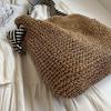 Big Capacity Straw Beach Bag Vintage Handmade Woven Shoulder Bag Raffia Rattan Handbag Bohemian Summer Vacation Crossbody Bags