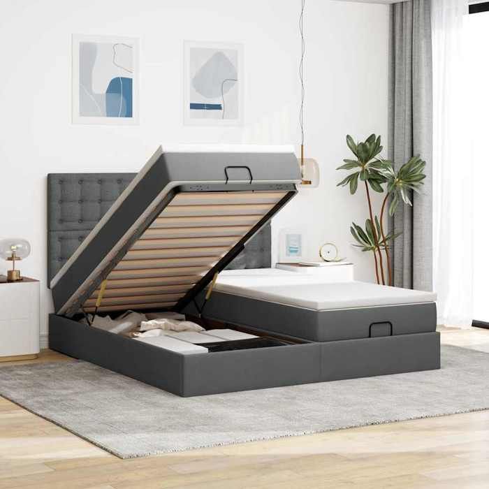 Maison Exclusive - Cadre de lit ottoman avec matelas gris foncé 160x200cm tissu
