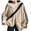 Korean Chic Striped Drawstring Hooded Knit Cardigan for Women - Loose Fit, Long-Sleeved, Autumn/Winter Style
