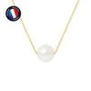 Necklace - - AAA+ Freshwater Cultured Pearls - 9-10 Mm - Natural White - Yellow Gold