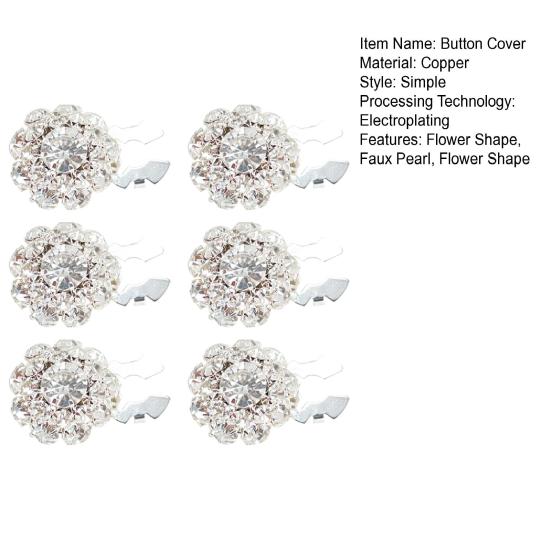 1/6 шт. Накладки на пуговицы, искусственный жемчуг, блестящие стразы, зажим для пуговиц в форме цветка с плоскогубцами, пресс-аксессуары для платья, костюма, смокинга