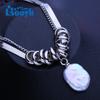 Natural Freshwater 12-16mm Big Baroque Pearl Titanium Steel Necklaces Classic Pendant Party Gifts For Women