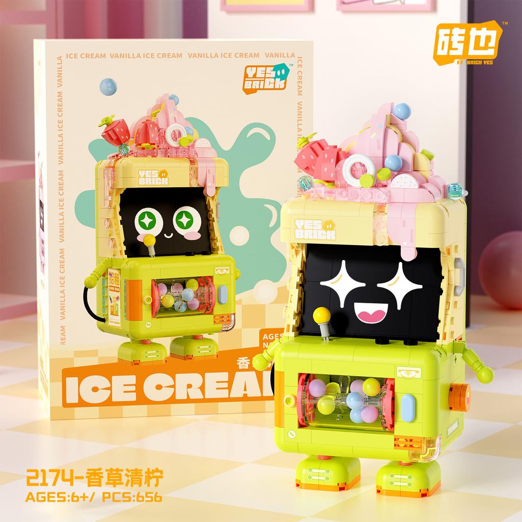 Brick Also Mini Granules 2174-2175 Ice Cream Machine Building Block Ornament Puzzle Assembly