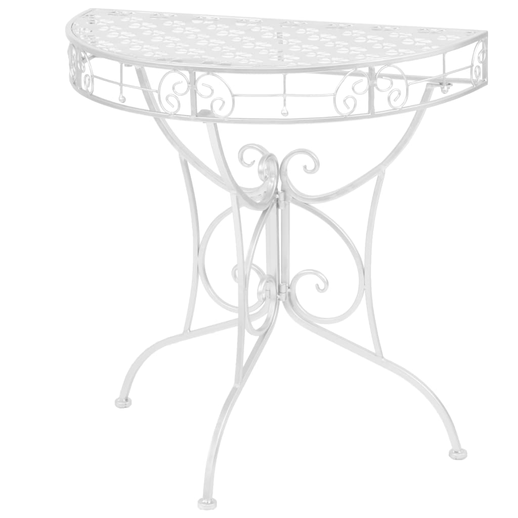 Side Table Vintage Style Semi Circular Metal 72 x 36 x 74 cm Silver