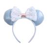 Sequin Mouse Ears Headband with Bow Snowflake Glitter Hair Hoop Cute Party Hair Accessory for Kids Women
