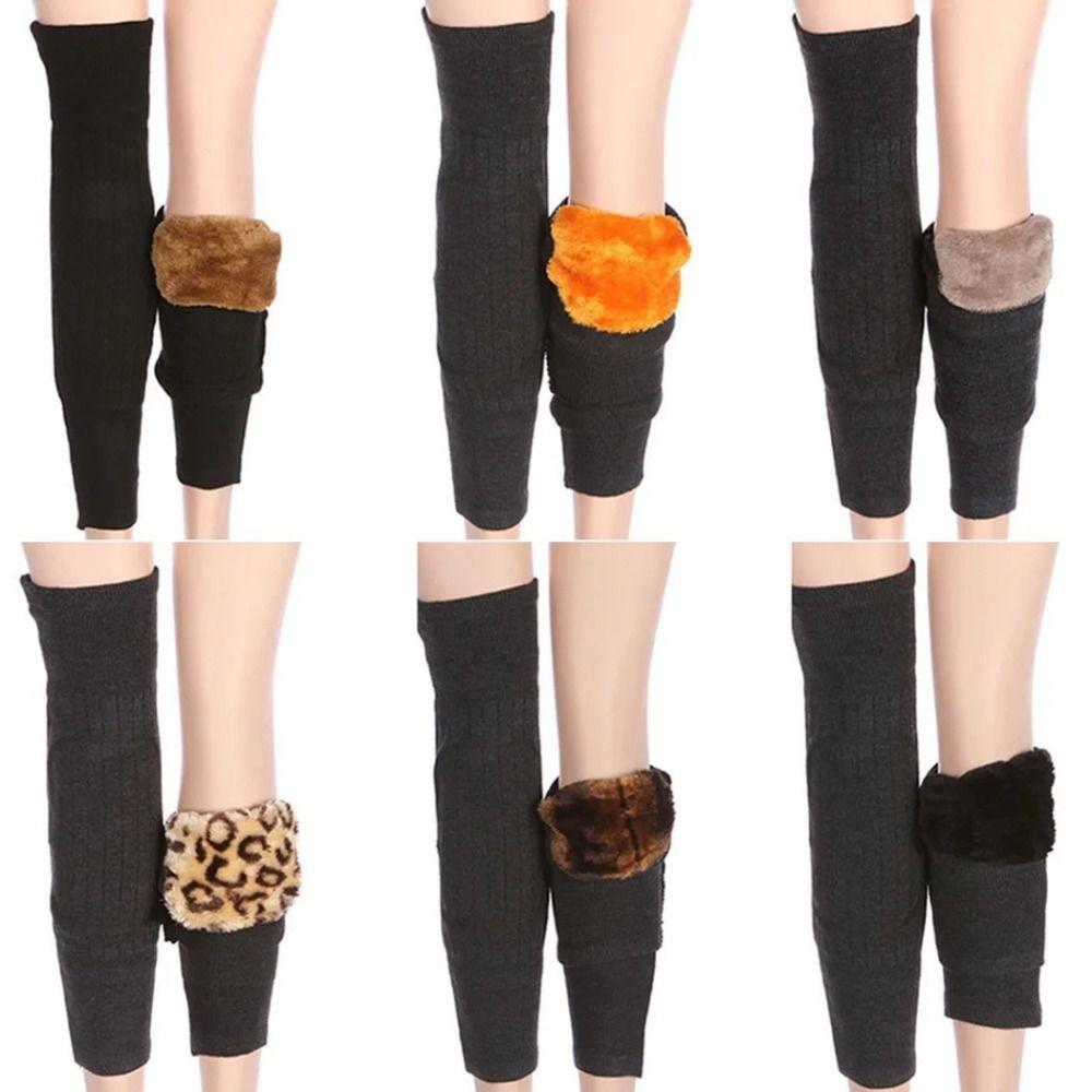 2pcs Double Thick Thick Fleece Lined Guard Protector Wool Winter Warm Leg Warmers Cold