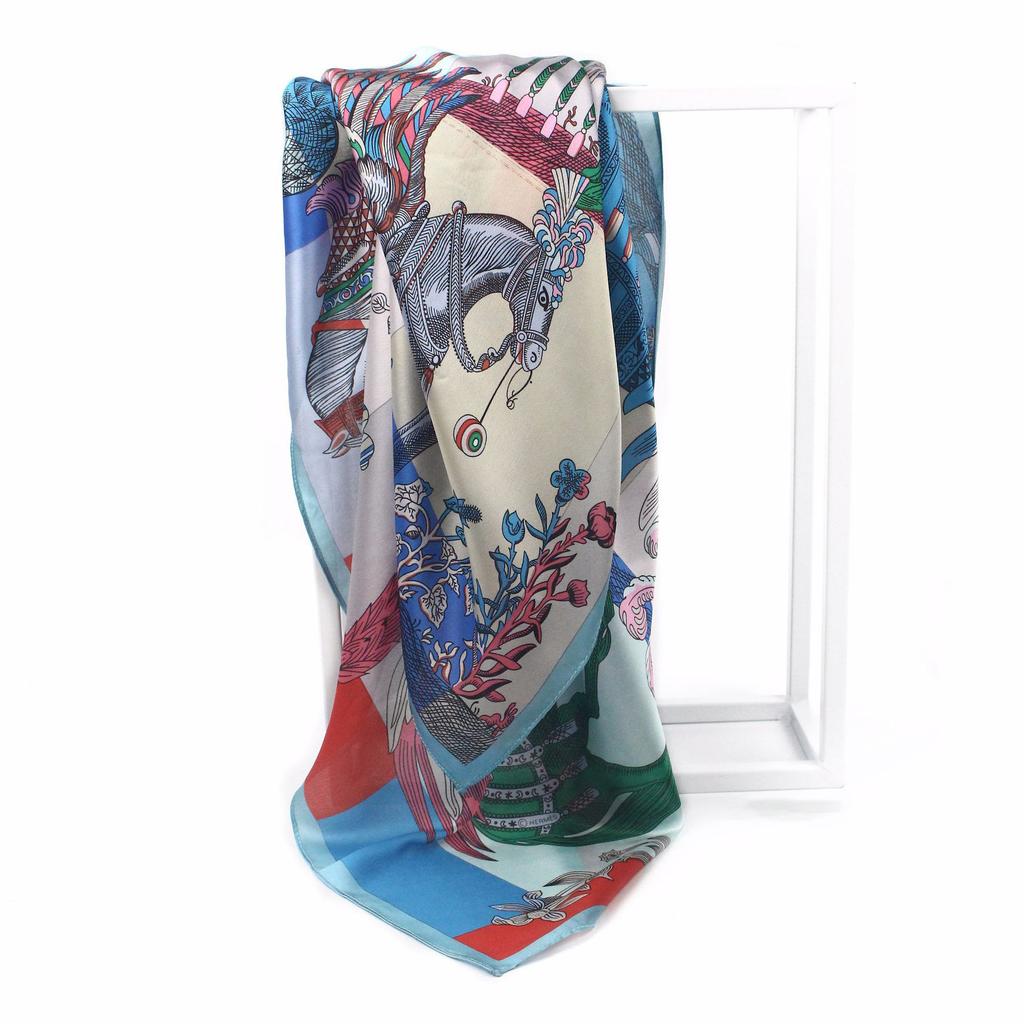 Spring new imitation silk 111cm large square scarf shawl sunscreen silk scarf satin scarf female gift advanced