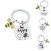 Modern Minimalist Bee Happy Keyring Durable Keychain Ideal For Celebrations And Events