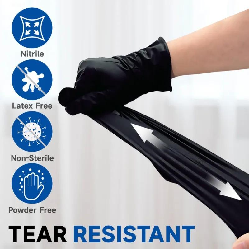 Disposable PVC Black Nitrile Gloves,Waterproof Latex Free,For Car Repair Food Safe Hair Dyeing Work Gloves Work Gloves