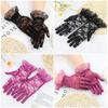UV Protection Mittens White Bride Gloves Lace Gloves Party Dressy Gloves Rose Flower Pattern