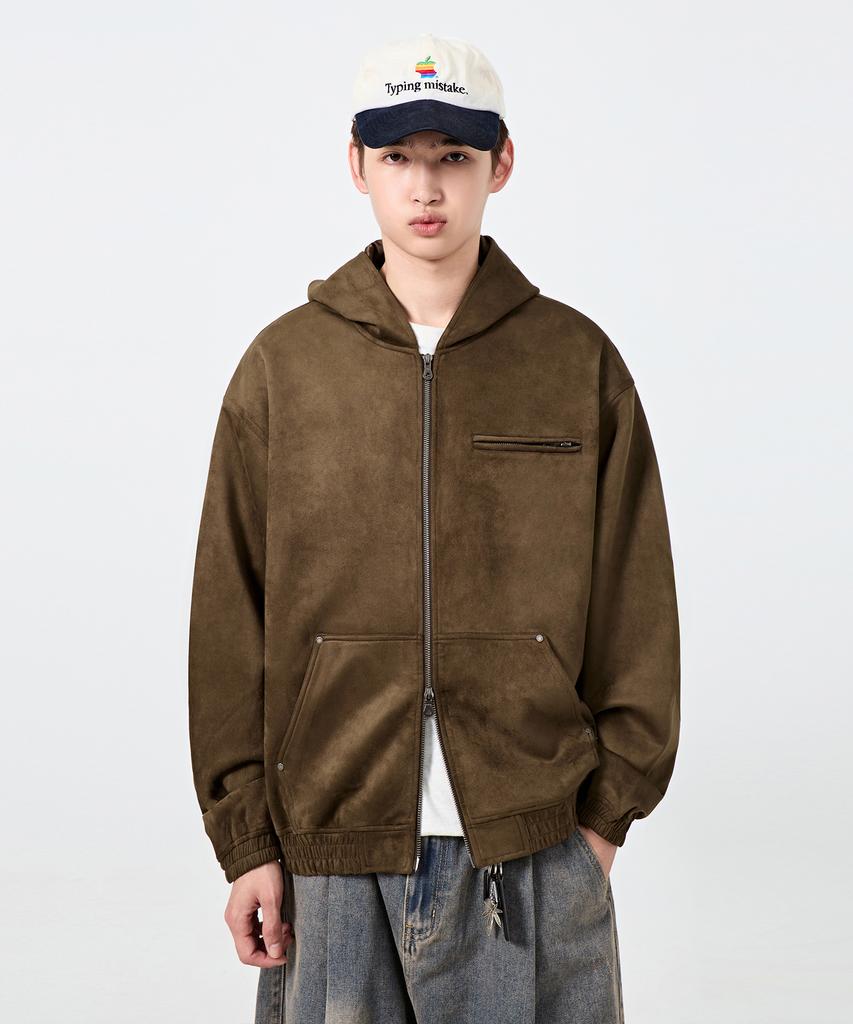 Худи на молнии Dimitri Black 2-Way из искусственной замши_Коричневый