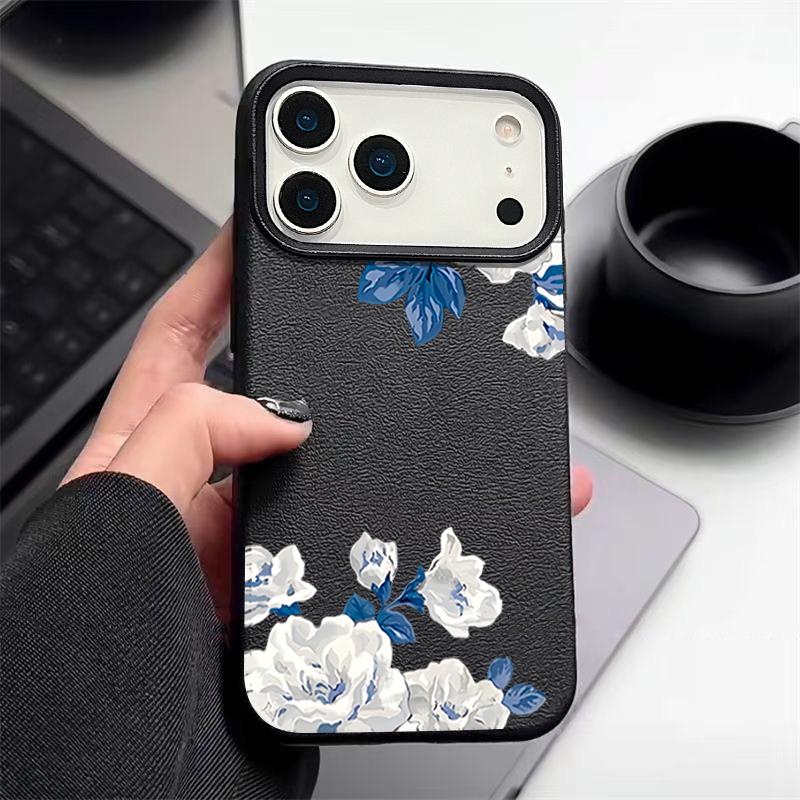 Белый цветочный узор Гардения Чехол Для iPhone 17 Pro Max Funda iPhone 16 Pro Max 15 14 13 12 11 Air 16E Силиконовый Чехол с Текстурой Кожи