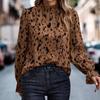 Zebra Print Tops Fashion Womens Clothes Temperament Elegant Shirts Long Sleeve Half-high Collar Blouse Loose Office Shirt 24644
