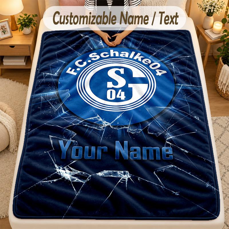 Flannel BlanketSchalke 04 FC Custom Name Text Personalized Soft Warm Throw Blanket Home Decor Gift