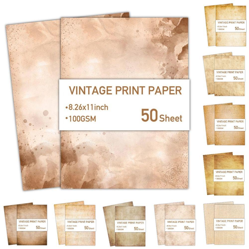 50 Sheets Classical Printing Paper Simple Pirate Scrolls Literary Scrapbook Letter Paper Envelopes