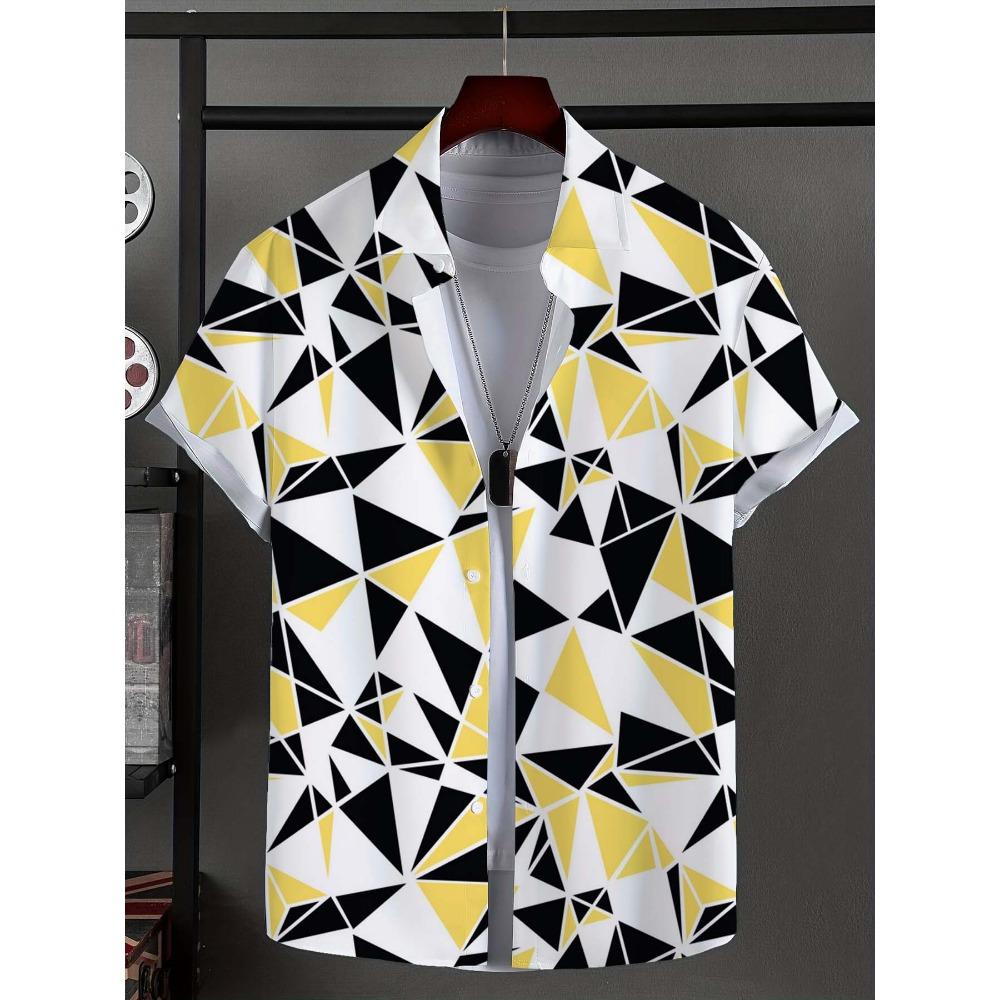 Мужская рубашка с новым полосатым узором в стиле пэчворк, застегивающаяся на пуговицы, модная и повседневная новая рубашка унисекс, рубашка с короткими рукавами и воротником-стойкой