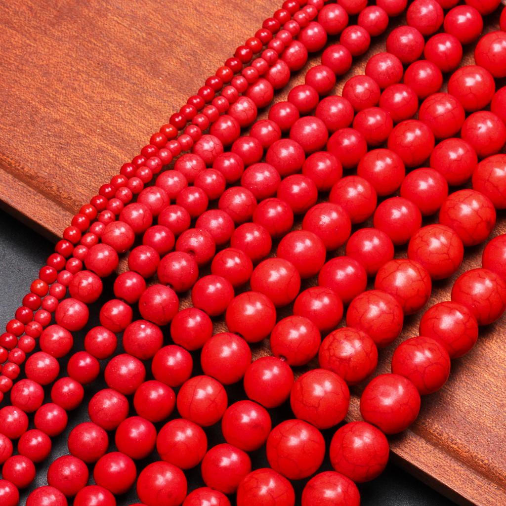 Loose Beads for Necklace Bracelet DIY Beaded Material Natural Stone 15-40pcs Fashion Jewelry Making Beads 4-14mm Red Turquoise  Pendant Accessories