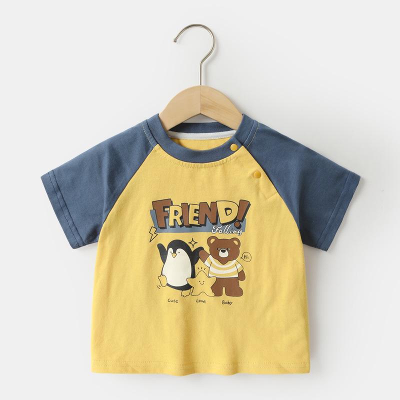 Одежда для малышей, футболки с короткими рукавами для мальчиков, летняя одежда для девочек, летняя хлопковая детская одежда для маленьких девочек, топы