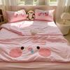 Pink Pig Girl Heart Washed Cotton Bed, Towel Embroidered Quilt Cover Cotton Pure Cotton Bed Sheet Hat