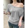 Modal Cotton White Off-shoulder T-shirt for Women In Summer Loose and Slim and Covers One-shoulder Shoulders