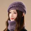 Women's Knitted Beret Cap Polyester Fiber, Hand Washable, Elastic, Woven, Featherless, Warm Winter Beanie Hat