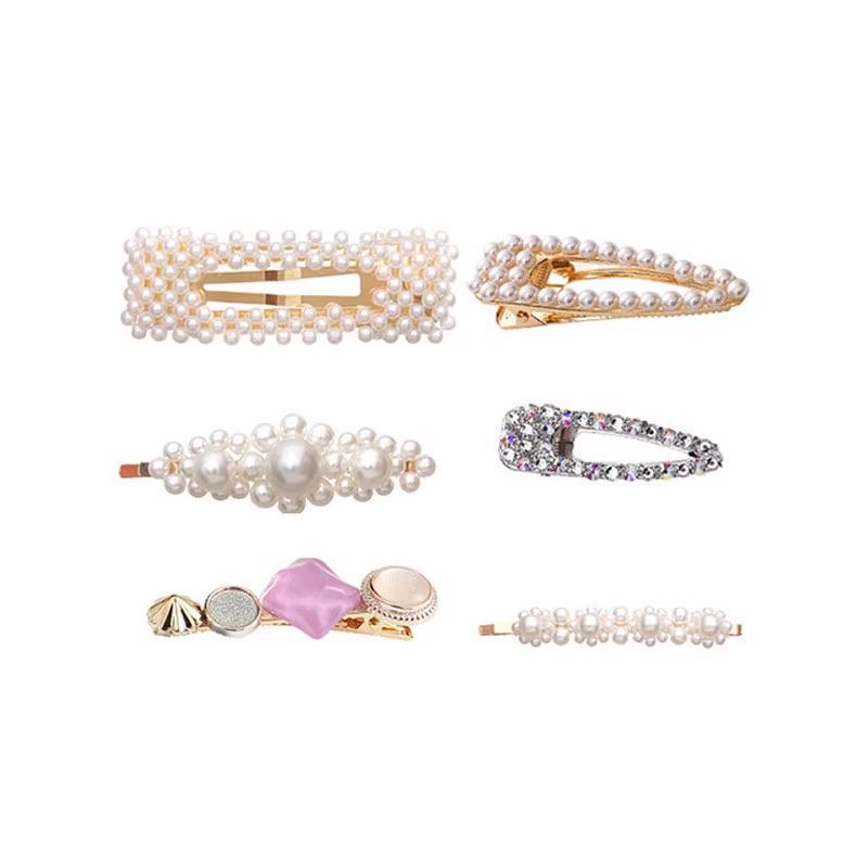 Корейская шпилька для волос со стразами и жемчугом для женщин: Элегантная боковая заколка для челки