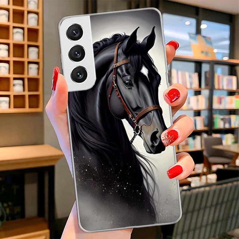 Animal Black Horse Cover Phone Case For Samsung Galaxy S26 S25 Edge S24 Ultra S23 S22 Plus S21 S20 FE Soft Fundas Shell Galaxy S