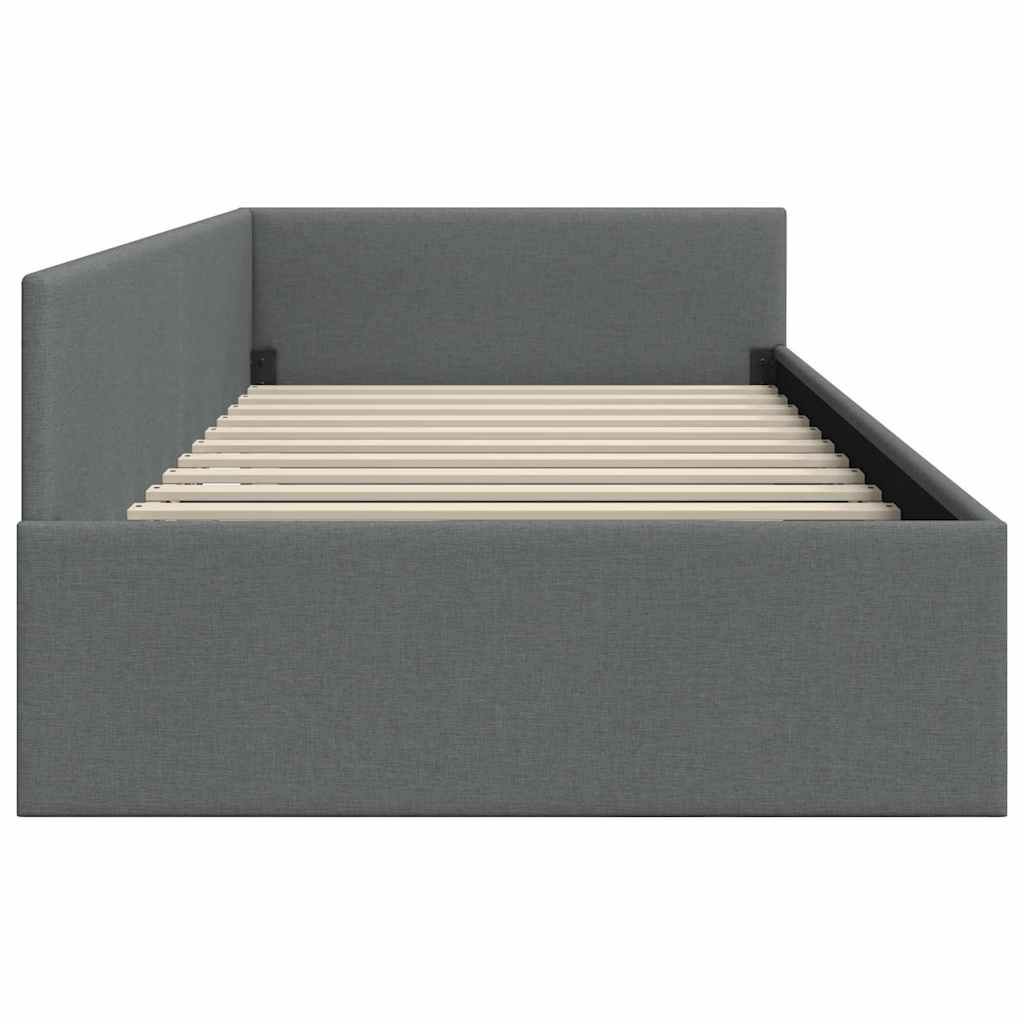 L shaped bed frame with headboard dark gray 31.5  x 78.7  (80 cm x 200 cm) fabric
