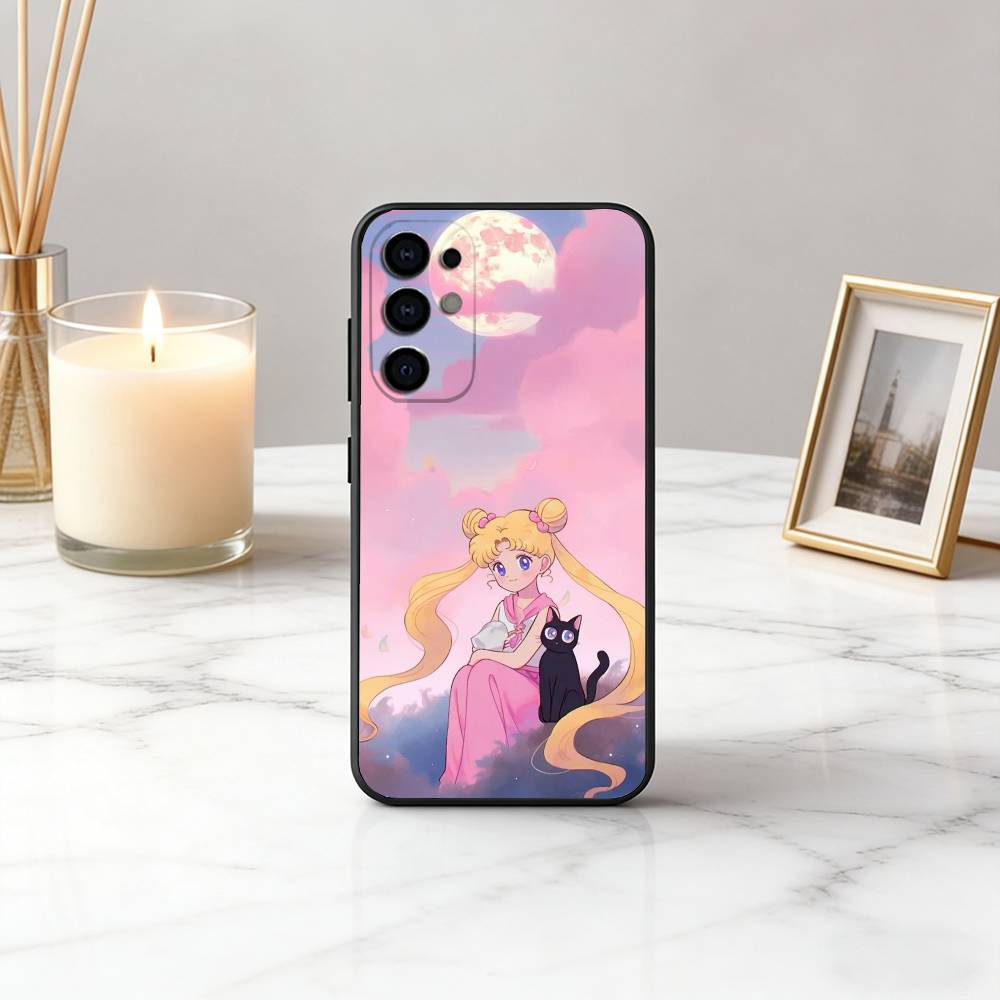 Мультяшный Чехол для Телефона S-Sailor M-Moon-es Art Для Samsung S25,S24,S21,S22,S23,S30,Ultra,S20,Plus,Fe, Мягкий Силиконовый Черный Чехол