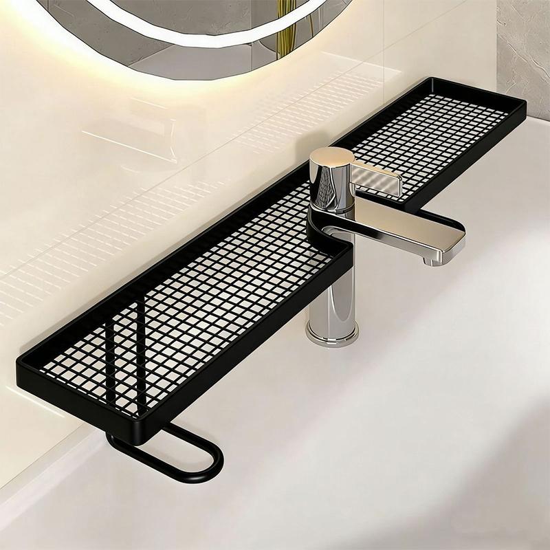 Household Mirror Front Toilet Rack Bathroom Washstand Wall-Mounted Faucet Non-Punching Sink Storage Multifunctional Fashion