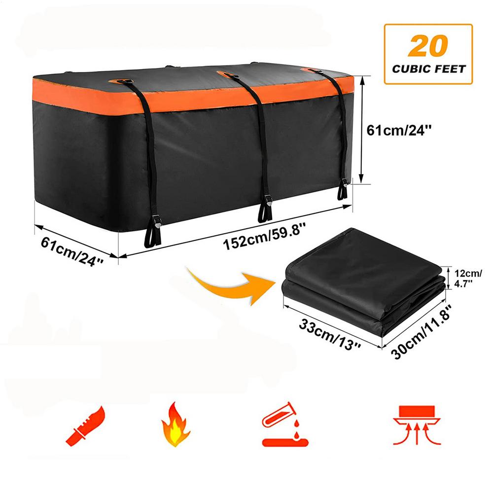 Trailer Hook Cargo Bag 550L Waterproof Car Pallet Container Foldable Truck Cargo Carrier Pouch For Car Top Truck Automobile