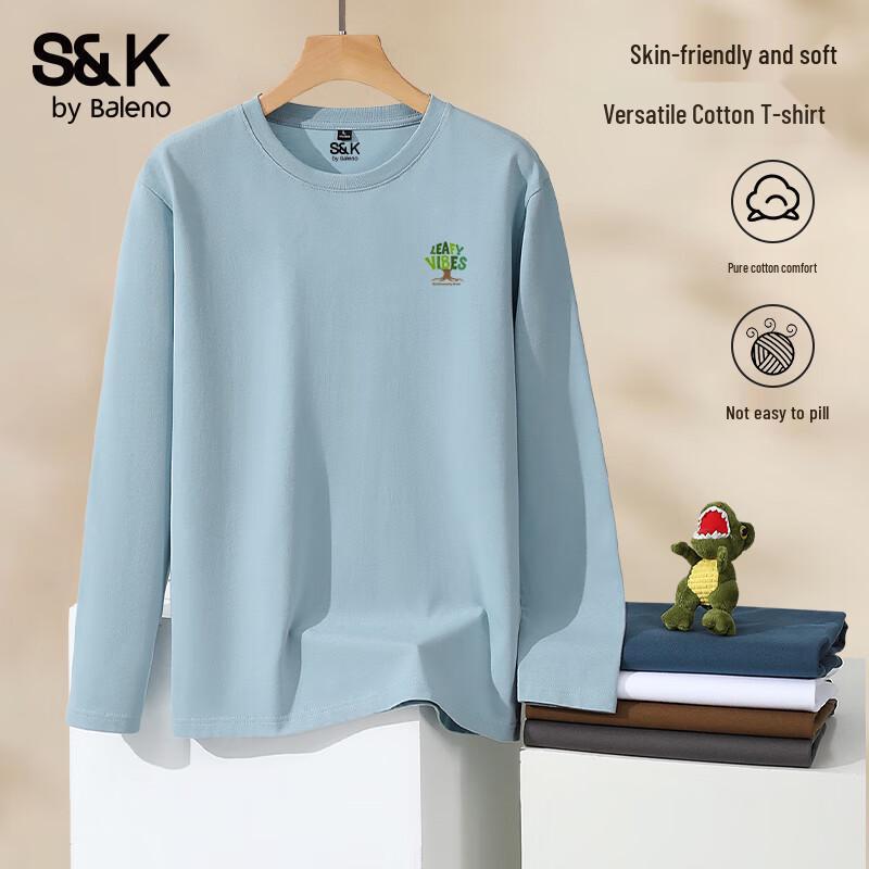 Мужская футболка Baleno S&K из чистого хлопка с длинным рукавом