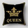 Черный и Золотой Король и Королева Буквы Квадратный Декор для Дома и Офиса Наволочка Подушка Мягкий и Невыцветающий