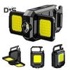 Multi-function Keychain Light 5 Modes 90 Degrees Foldable Adjustable USB Rechargeable Outdoor Camping Hiking Hanging Lamp Emergency Repair Work COB